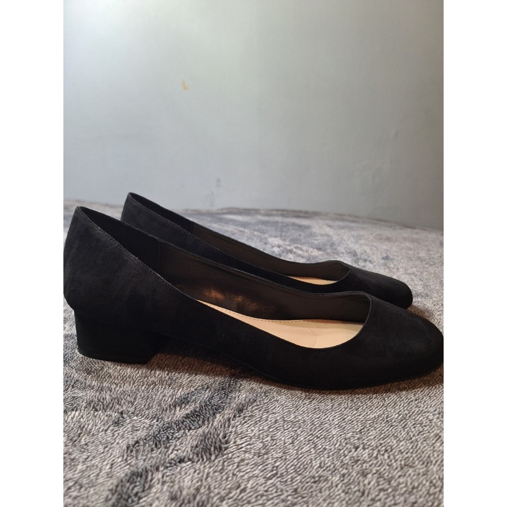 Aldo Kitten Block Heel Vegan Suede Shoes Womens 10 Black Holiday Event‎ Career